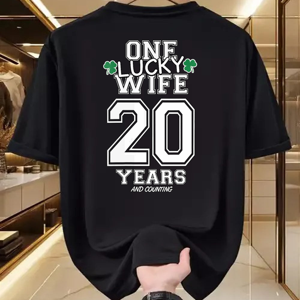 Best Wife Shirt, Wife and Husband Unisex T-Shirt/Hoodie/Sweatshirt HLT00 - Gift for wife T shirt, lucky wife   Womens 20 Years Lucky Wife Funny St Patrick's Day Anniversary He