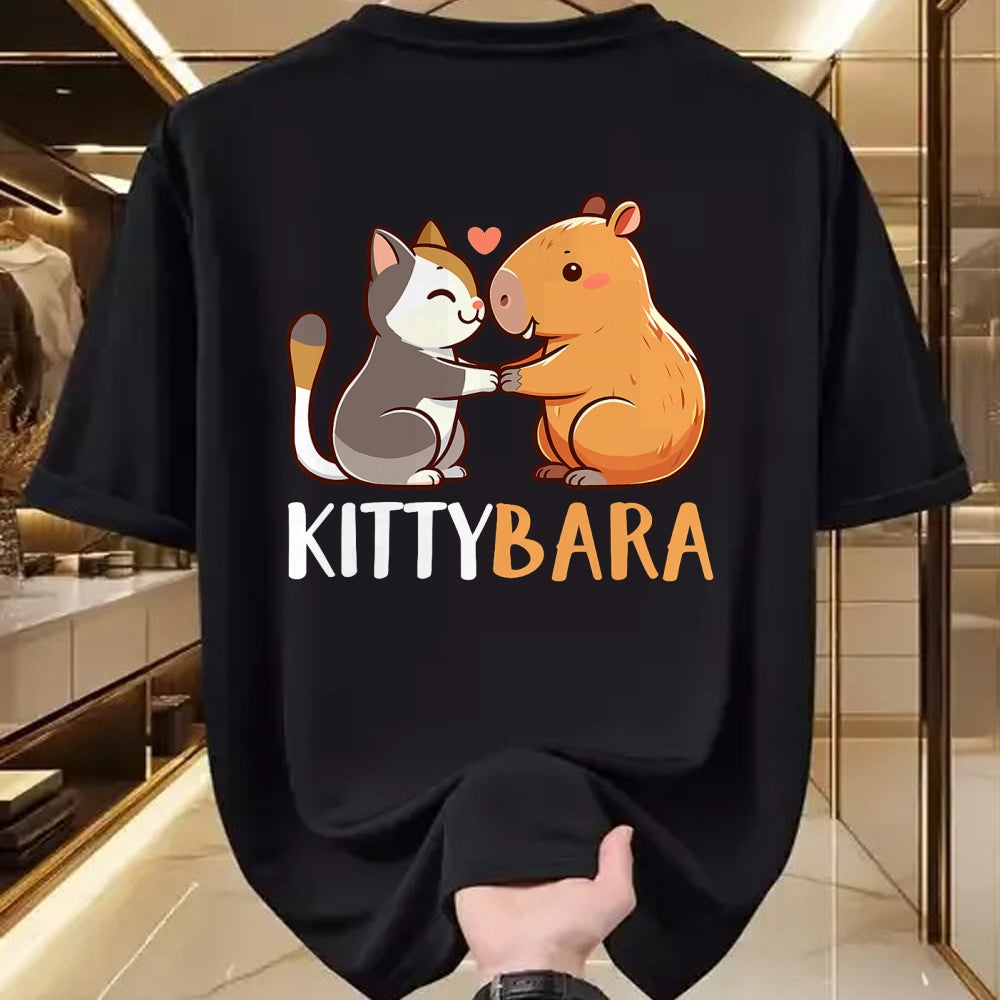 Cat Love Shirt, Funny Cat Lover Gift UnisexT-Shirt/Hoodie/Sweatshirt HLT00 - Kittybara Love Capybara Cat Costume T-Shirt, Small, Black