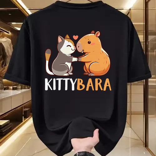 Cat Love Shirt, Funny Cat Lover Gift UnisexT-Shirt/Hoodie/Sweatshirt HLT00 - Kittybara Love Capybara Cat Costume T-Shirt, Small, Black