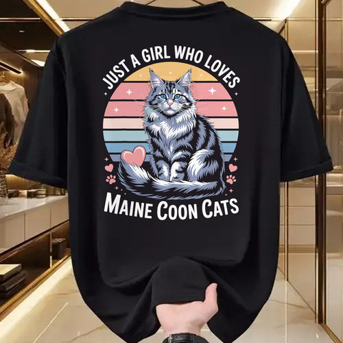 Cat Love Shirt, Funny Cat Lover Gift UnisexT-Shirt/Hoodie/Sweatshirt HLT00 - Just a Girl who Loves Maine Coon Cats T-Shirt