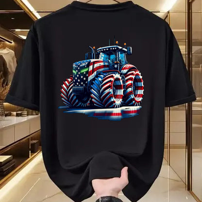 Best Farmer Life Shirt, Funny Farmer UnisexT-Shirt/Hoodie/Sweatshirt HLT00 - Patriotic Tractor American Flag T-Shirt