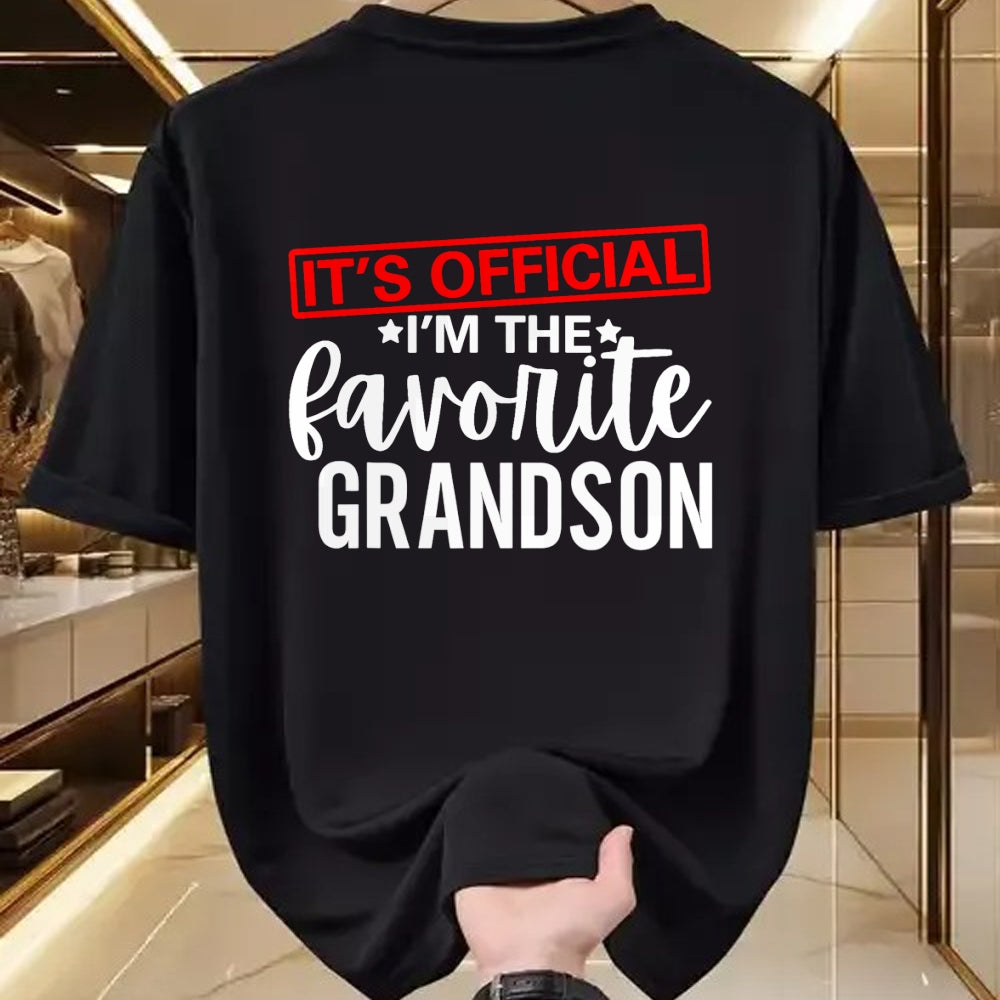 Best Grandpa Shirt, Proud Grandpa Unisex T-Shirt/Hoodie/Sweatshirt HLT00 - It's Official I'm The Favorite Grandson Kids Gifts Grandpa T-Shirt