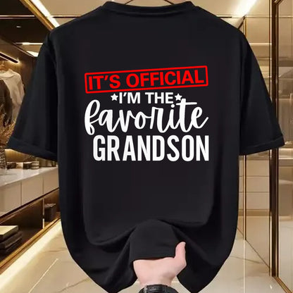 Best Grandpa Shirt, Proud Grandpa Unisex T-Shirt/Hoodie/Sweatshirt HLT00 - It's Official I'm The Favorite Grandson Kids Gifts Grandpa T-Shirt