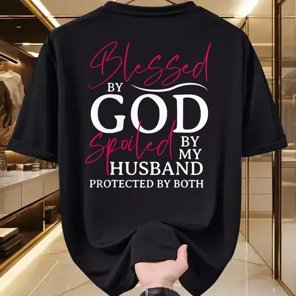Best Wife Shirt, Wife and Husband Unisex T-Shirt/Hoodie/Sweatshirt HLT00 - Gift for wife T shirt, spoiled wife   Blessed By God Spoiled By My Husband Wife Mother Christian T-S