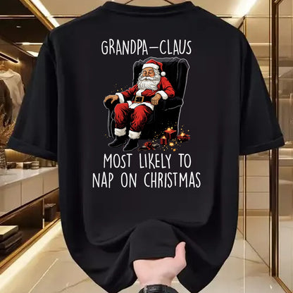 Best Grandpa Shirt, Proud Grandpa Unisex T-Shirt/Hoodie/Sweatshirt HLT00 - Grandpa Claus Most Likely To Take A Nap On Christmas Funny T-Shirt