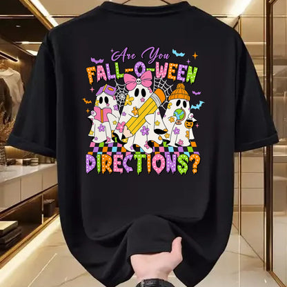 Best Teacher Shirt, Funny Teacher UnisexT-Shirt/Hoodie/Sweatshirt HLT00 - Halloween Floral Ghost Teacher are You Falloween Directions T-Shirt