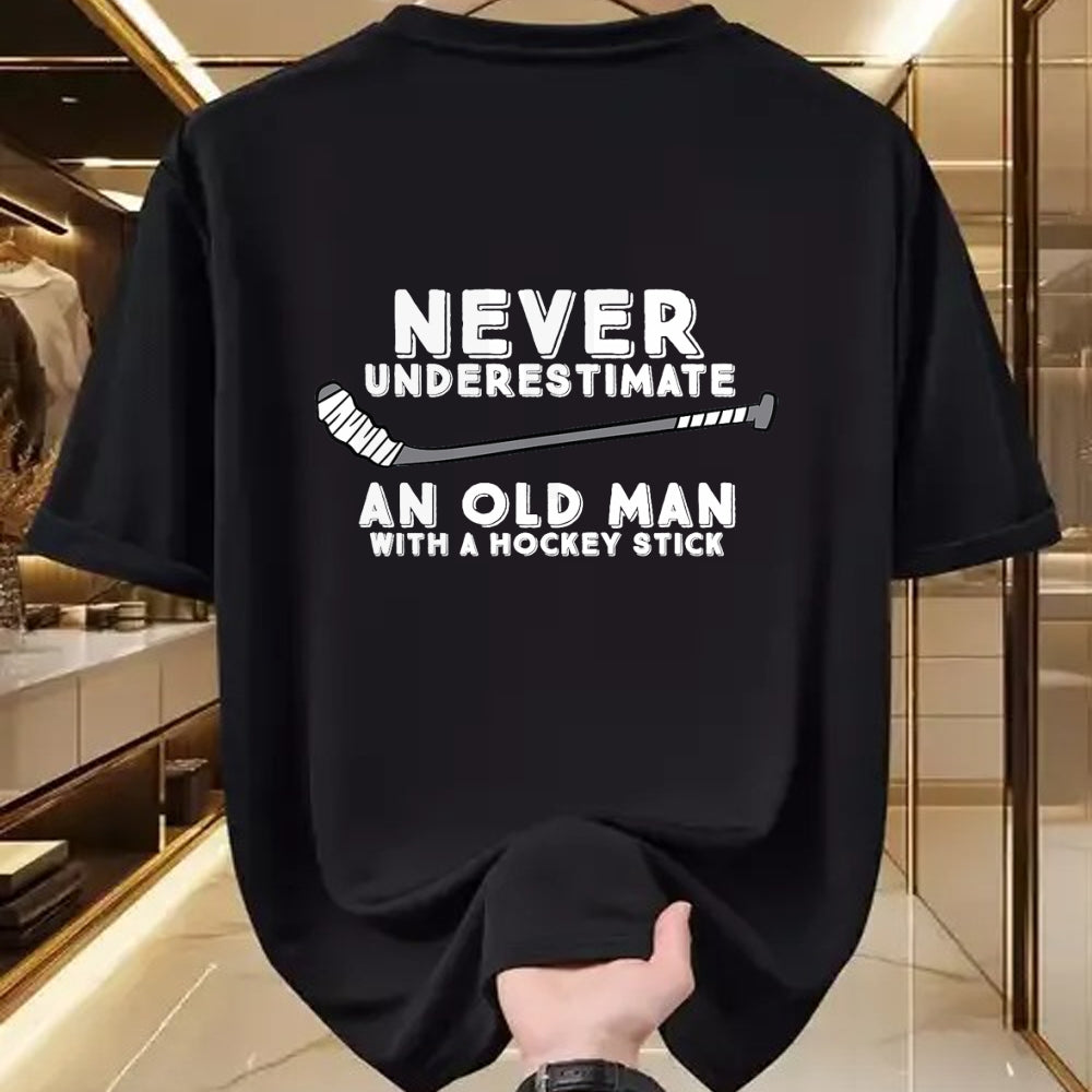 Best Grandpa Shirt, Proud Grandpa Unisex T-Shirt/Hoodie/Sweatshirt HLT00 - Never Underestimate An Old Man With A Stick Old Man Hockey T-Shirt