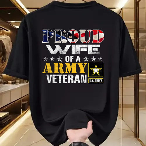 Best Wife Shirt, Wife and Husband Unisex T-Shirt/Hoodie/Sweatshirt HLT00 - Gift for wife T shirt, lucky wife   Proud Wife Of A Army Veteran American Flag Military Gift T-Shirt