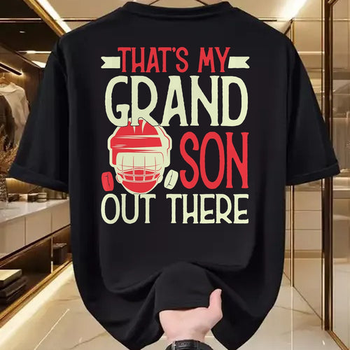 Best Grandpa Shirt, Proud Grandpa Unisex T-Shirt/Hoodie/Sweatshirt HLT00 - That's My Grandson Out There Hockey For Grandma Grandpa T-Shirt