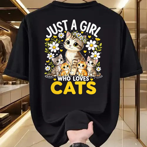 Cat Love Shirt, Funny Cat Lover Gift UnisexT-Shirt/Hoodie/Sweatshirt HLT00 - Cute Cat Lover Just A Girl Who Loves Cats T-Shirt (1)