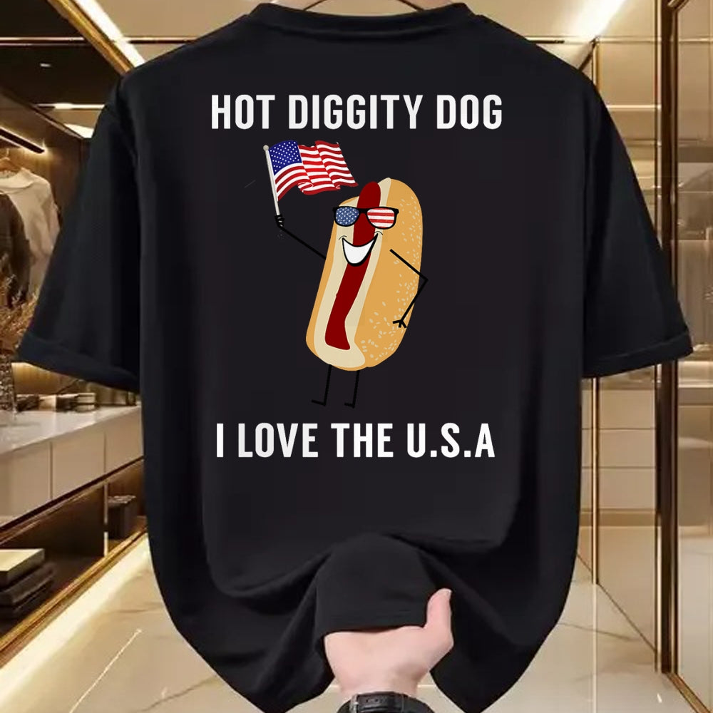 Dog Love Shirt, Dog Lover Gift T-Shirt/Hoodie/Sweatshirt HLT00 - Hot Diggity Dog I Love USA - Funny Fourth of July T-Shirt