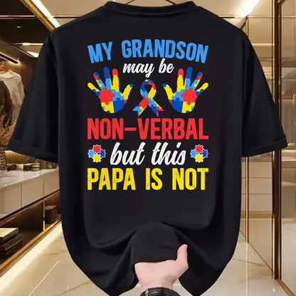 Best Grandpa Shirt, Proud Grandpa Unisex T-Shirt/Hoodie/Sweatshirt HLT00 - My Grandson Proud Autism Papa Autism Awareness For Papa T-Shirt