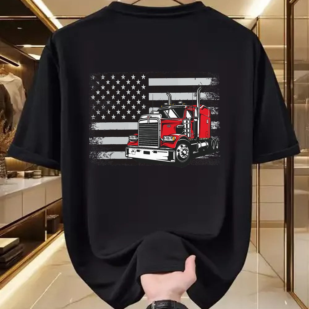 Best Truck Driver Life Shirt, Funny Trucker UnisexT-Shirt/Hoodie/Sweatshirt HLT00 - US American Flag Semi Truck Driver T-Shirt (3)