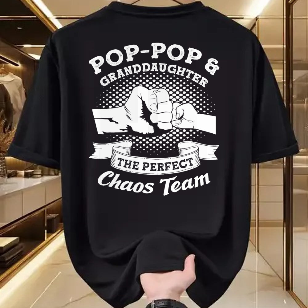 Best Grandpa Shirt, Proud Grandpa Unisex T-Shirt/Hoodie/Sweatshirt HLT00 - Pop-Pop & Granddaughter the perfect chaos team Grandpa Gift T-Shirt