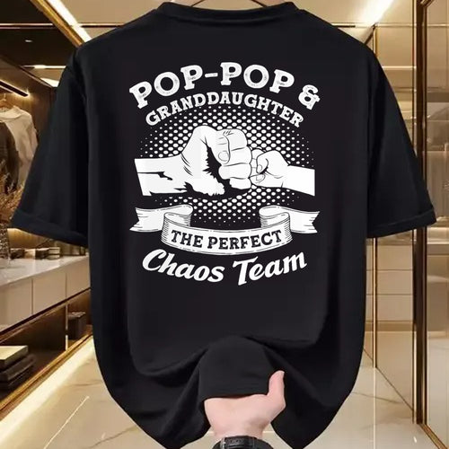 Best Grandpa Shirt, Proud Grandpa Unisex T-Shirt/Hoodie/Sweatshirt HLT00 - Pop-Pop & Granddaughter the perfect chaos team Grandpa Gift T-Shirt