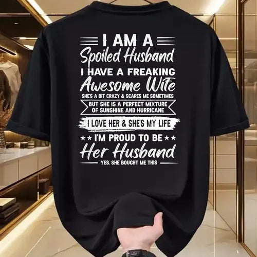 Best Husband Shirt, Wife and Husband Unisex T-Shirt/Hoodie/Sweatshirt HLT00 - I Am A Spoiled Husband I Have A Freaking Awesome Wife T-Shirt (5)