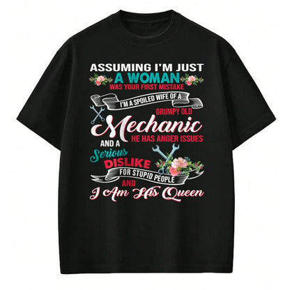 Best Wife Shirt, Wife and Husband Unisex T-Shirt/Hoodie/Sweatshirt HLT00 - Gift for wife T shirt, spoiled wife   I'm A Spoiled Wife Of A Grumpy Old Mechanic T-Shirt