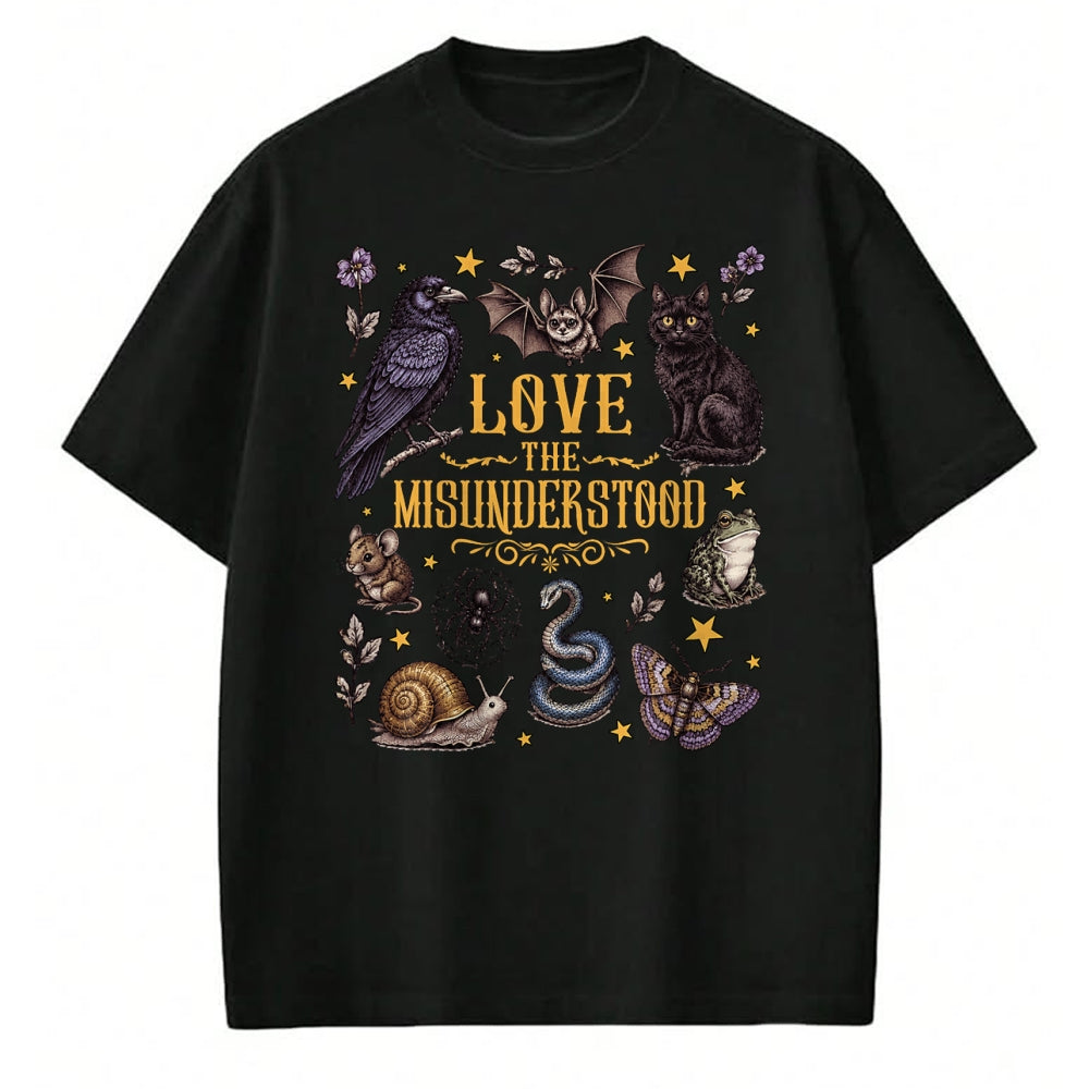 Cat Love Shirt, Funny Cat Lover Gift UnisexT-Shirt/Hoodie/Sweatshirt HLT00 - Vintage Love The Misunderstood Bat Raven Cat Snake Moth Frog T-Shirt