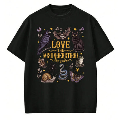 Cat Love Shirt, Funny Cat Lover Gift UnisexT-Shirt/Hoodie/Sweatshirt HLT00 - Vintage Love The Misunderstood Bat Raven Cat Snake Moth Frog T-Shirt