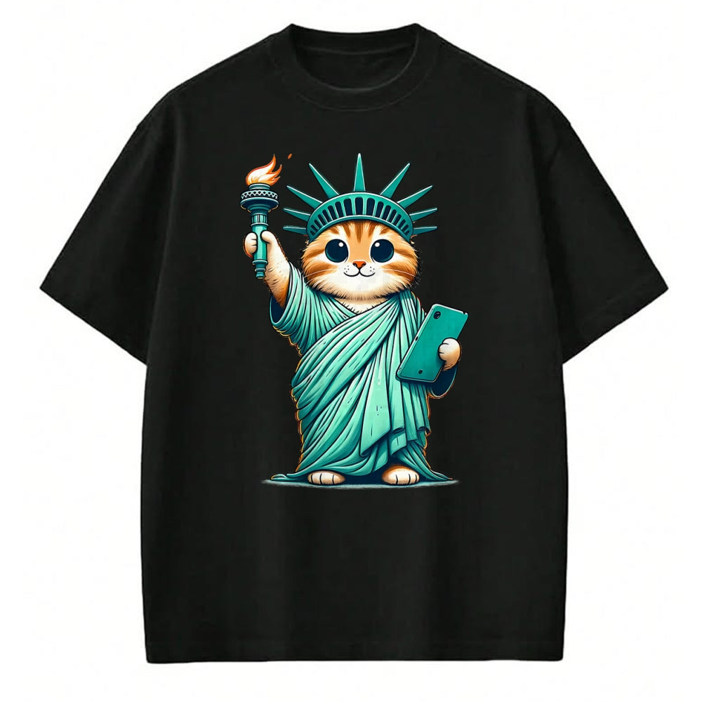 Cat Love Shirt, Funny Cat Lover Gift UnisexT-Shirt/Hoodie/Sweatshirt HLT00 - Cute Kawaii Cat Statue of Liberty I Love New York NYC T-Shirt