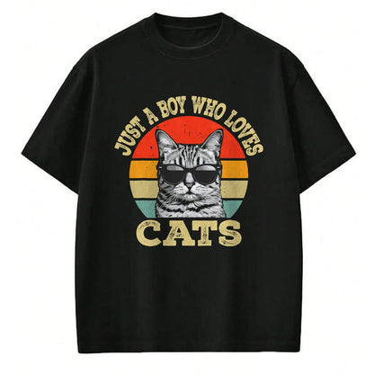 Cat Love Shirt, Funny Cat Lover Gift UnisexT-Shirt/Hoodie/Sweatshirt HLT00 - Vintage Just A Boy Who Loves Cats Boy Kid Cat Lover for Boys T-Shirt (1)