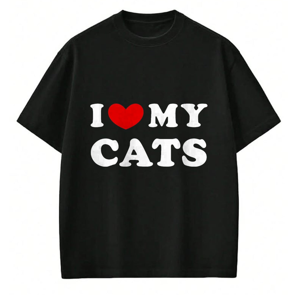 Cat Love Shirt, Funny Cat Lover Gift UnisexT-Shirt/Hoodie/Sweatshirt HLT00 - I Love My Cats, I Heart My Cats T-Shirt, Men, Black, 3X-Large