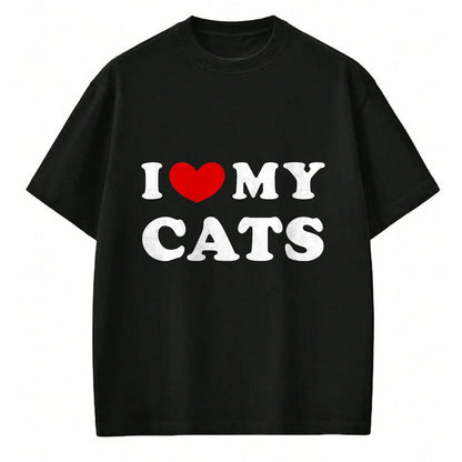 Cat Love Shirt, Funny Cat Lover Gift UnisexT-Shirt/Hoodie/Sweatshirt HLT00 - I Love My Cats, I Heart My Cats T-Shirt, Men, Black, 3X-Large