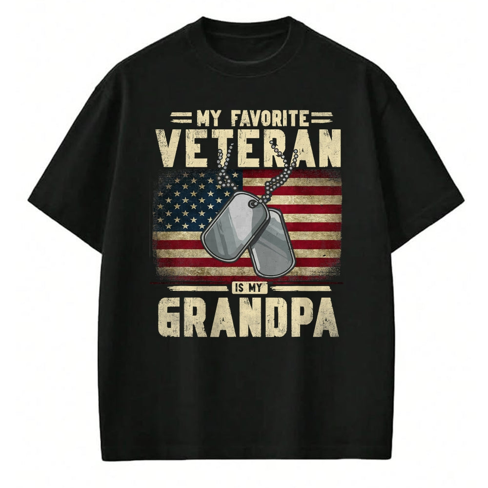 Best Grandpa Shirt, Proud Grandpa Unisex T-Shirt/Hoodie/Sweatshirt HLT00 - Father's Day Veteran Day My Favorite Veteran Is My Grandpa T-Shirt