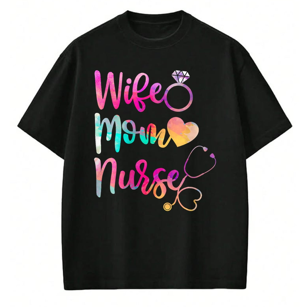 Funny Nurse Shirt, Nurse Unisex T-Shirt/Hoodie/Sweatshirt HLT00 - Wife Mom Nurse T Shirt for Nurses (LPN, BSN, RN, NP)