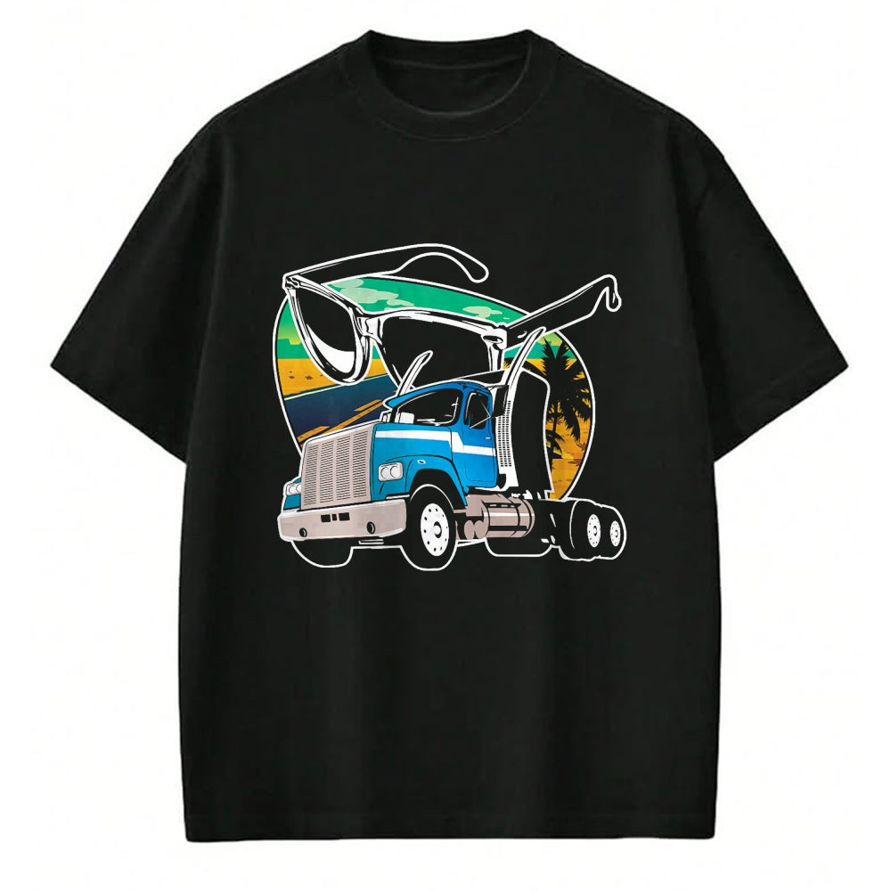 Best Truck Driver Life Shirt, Funny Trucker UnisexT-Shirt/Hoodie/Sweatshirt HLT00 - Truck Driver Peaceful Asphalt Road Trucker Glasses T-Shirt
