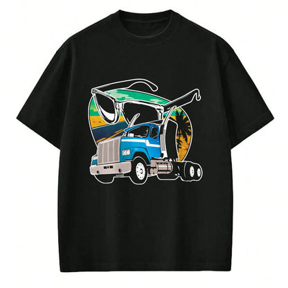 Best Truck Driver Life Shirt, Funny Trucker UnisexT-Shirt/Hoodie/Sweatshirt HLT00 - Truck Driver Peaceful Asphalt Road Trucker Glasses T-Shirt