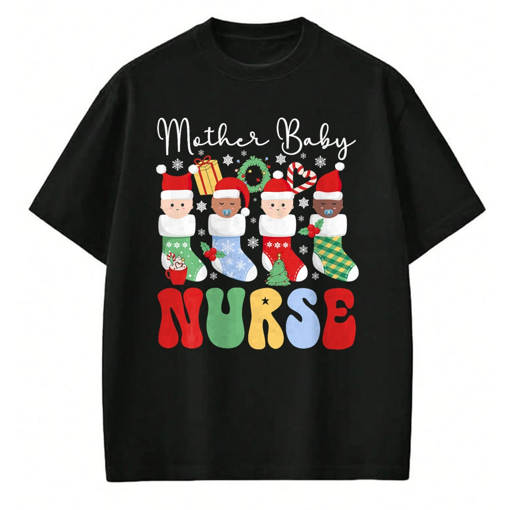 Funny Nurse Shirt, Nurse Unisex T-Shirt/Hoodie/Sweatshirt HLT00 - Mother Baby Nurse Christmas Professional Baby Wrapper T-Shirt