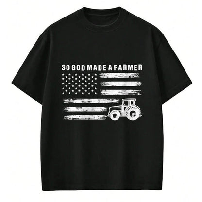 Best Farmer Life Shirt, Funny Farmer UnisexT-Shirt/Hoodie/Sweatshirt HLT00 - So God Made A Farmer Retro American Flag Tractor T-Shirt