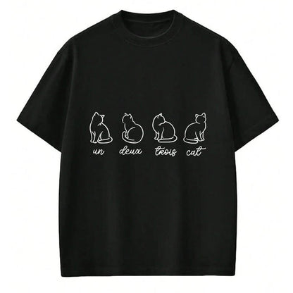 Cat Love Shirt, Funny Cat Lover Gift UnisexT-Shirt/Hoodie/Sweatshirt HLT00 - French Un Deux Trois Cat, Counting, Minimalist, Cat Lover T-Shirt (2)