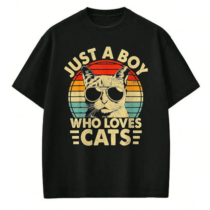 Cat Love Shirt, Funny Cat Lover Gift UnisexT-Shirt/Hoodie/Sweatshirt HLT00 - Vintage Just A Boy Who Loves Cats Boy Kitten Cat Lover Boys T-Shirt, Youth, Heather Blue, Small (1)