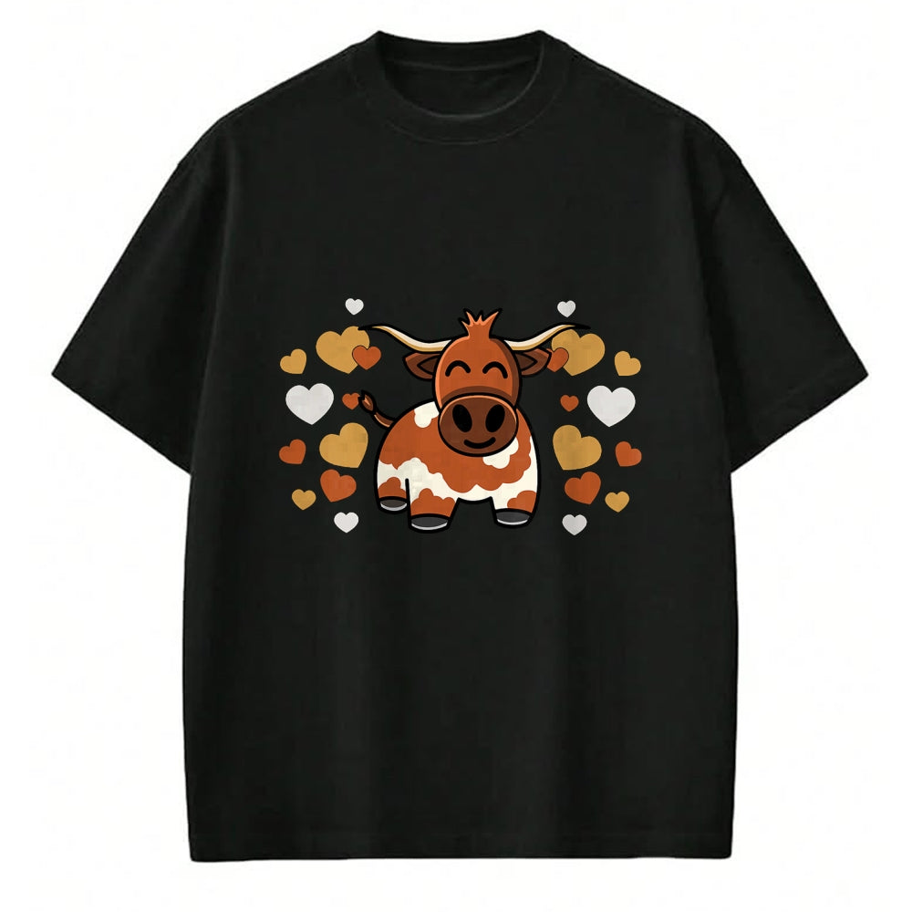 Best Farmer Life Shirt, Funny Farmer UnisexT-Shirt/Hoodie/Sweatshirt HLT00 - Cute Longhorn Cow With Hearts for Longhorn Cow Lovers T-Shirt