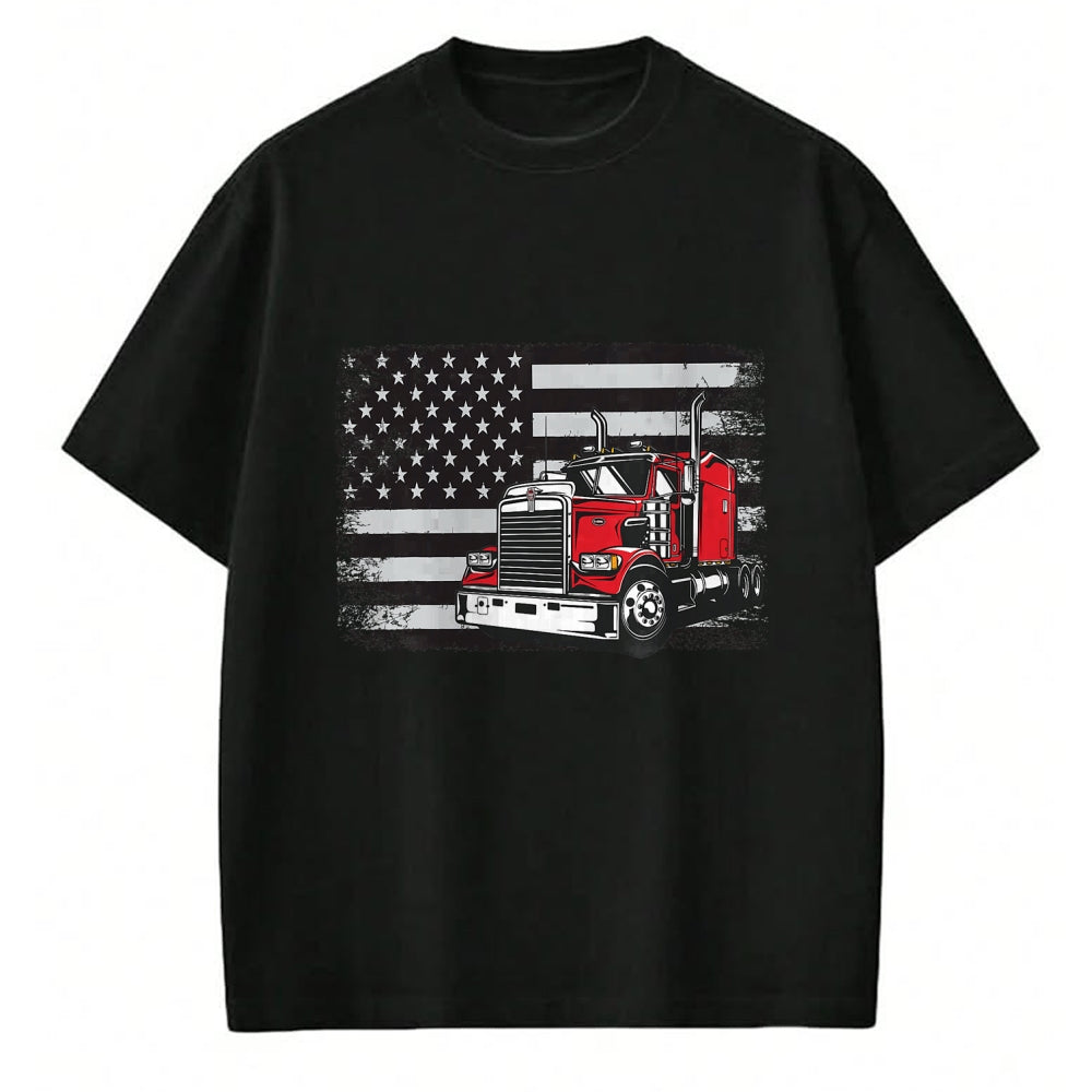 Best Truck Driver Life Shirt, Funny Trucker UnisexT-Shirt/Hoodie/Sweatshirt HLT00 - US American Flag Semi Truck Driver T-Shirt (3)