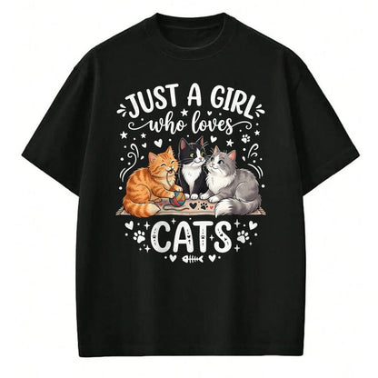 Cat Love Shirt, Funny Cat Lover Gift UnisexT-Shirt/Hoodie/Sweatshirt HLT00 - Just A Girl Who Loves Cats T-Shirt (2)