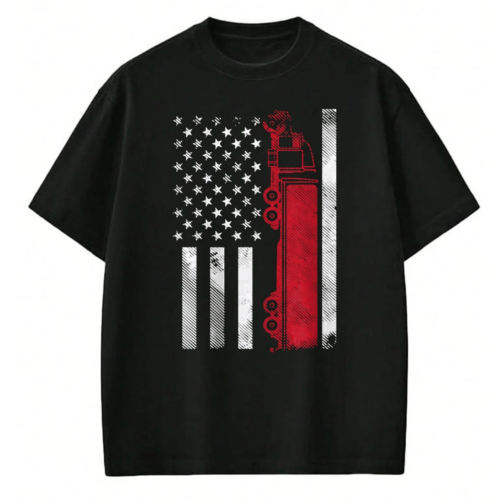 Best Truck Driver Life Shirt, Funny Trucker UnisexT-Shirt/Hoodie/Sweatshirt HLT00 - US American Flag Semi Truck Driver 18 Wheeler Trucker Gift Short Sleeve T-Shirt
