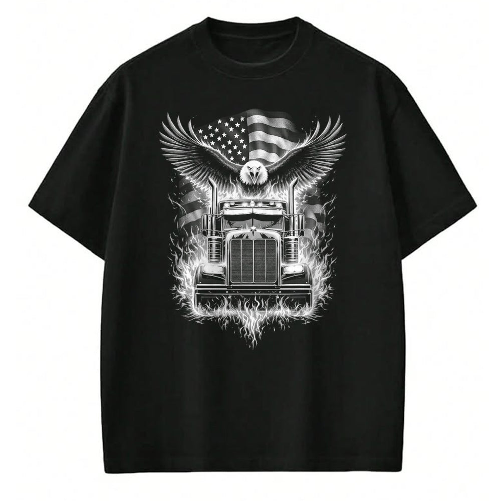 Best Truck Driver Life Shirt, Funny Trucker UnisexT-Shirt/Hoodie/Sweatshirt HLT00 - Trucker Patriotic American Flag Semi Truck Driver Eagle T-Shirt (3)