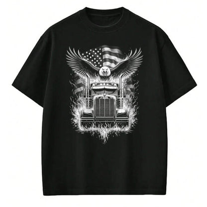Best Truck Driver Life Shirt, Funny Trucker UnisexT-Shirt/Hoodie/Sweatshirt HLT00 - Trucker Patriotic American Flag Semi Truck Driver Eagle T-Shirt (3)
