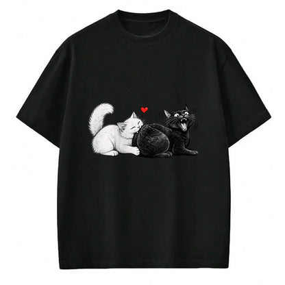 Cat Love Shirt, Funny Cat Lover Gift UnisexT-Shirt/Hoodie/Sweatshirt HLT00 - Women_s Funny Cat Couple Black White Cats Love Cat Biting Cat Butt V-Neck T-Shirt
