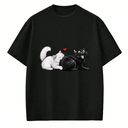 Cat Love Shirt, Funny Cat Lover Gift UnisexT-Shirt/Hoodie/Sweatshirt HLT00 - Funny Cat Couple Black White Cats Love Cat Biting Cat Butt T-Shirt (1)