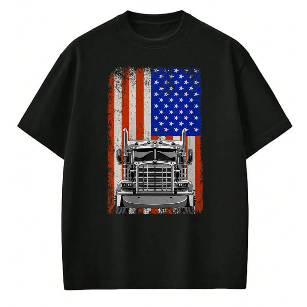 Best Truck Driver Life Shirt, Funny Trucker UnisexT-Shirt/Hoodie/Sweatshirt HLT00 - US American Flag Semi Truck Driver T-Shirt (1)