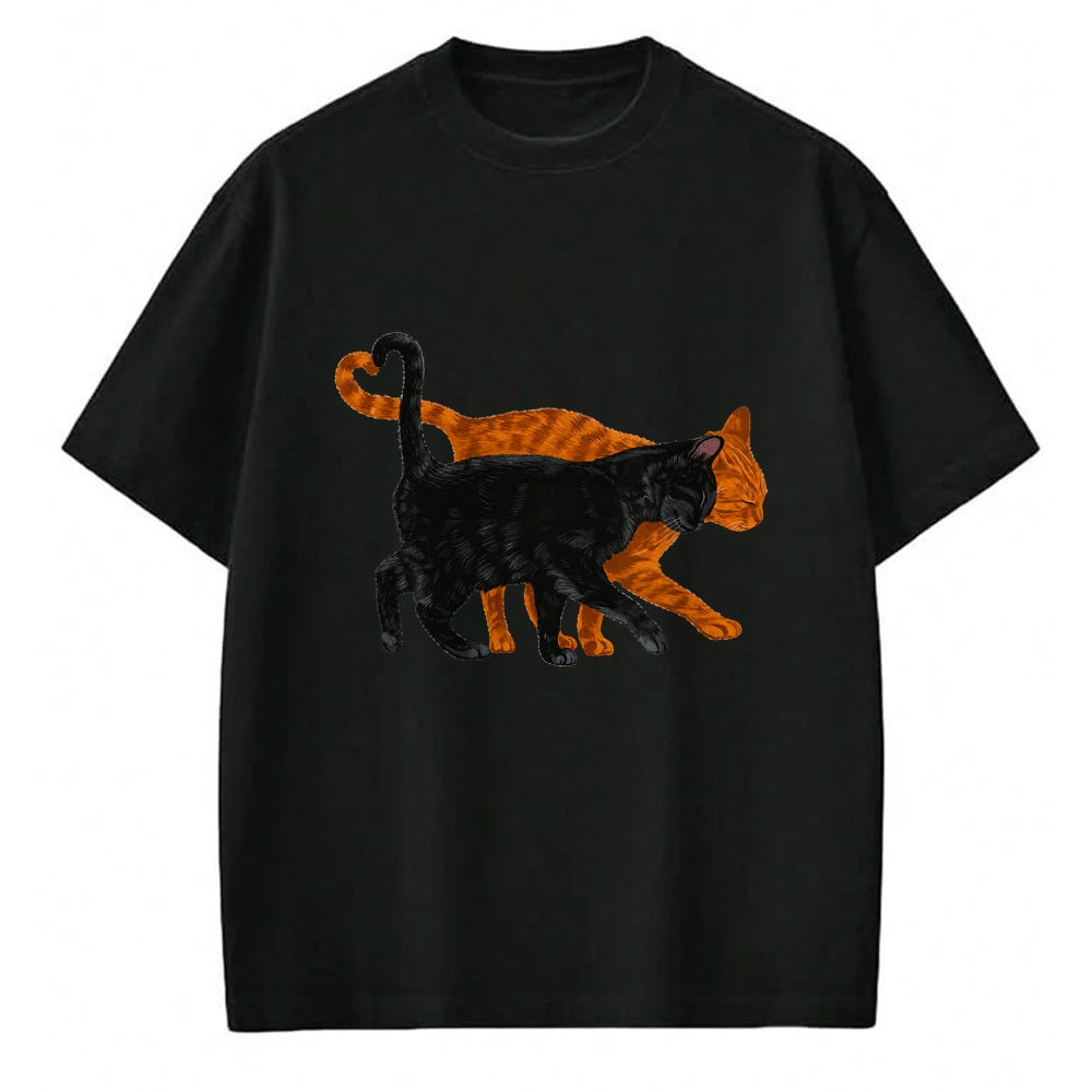 Cat Love Shirt, Funny Cat Lover Gift UnisexT-Shirt/Hoodie/Sweatshirt HLT00 - Black Cat Orange Cat Heart Tail Love T-Shirt