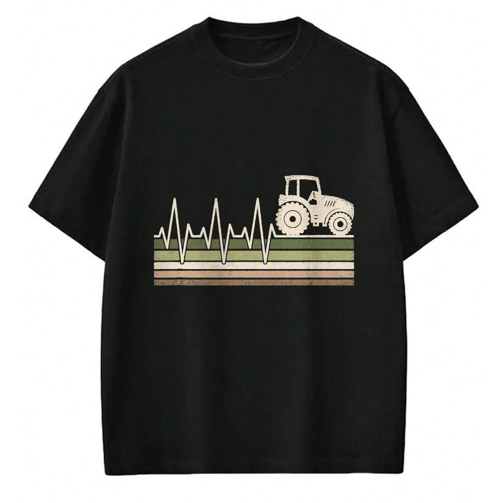 Best Farmer Life Shirt, Funny Farmer UnisexT-Shirt/Hoodie/Sweatshirt HLT00 - Vintage Tractor Heartbeat Farmer Farming Men T-Shirt, Men, Black, 3X-Large
