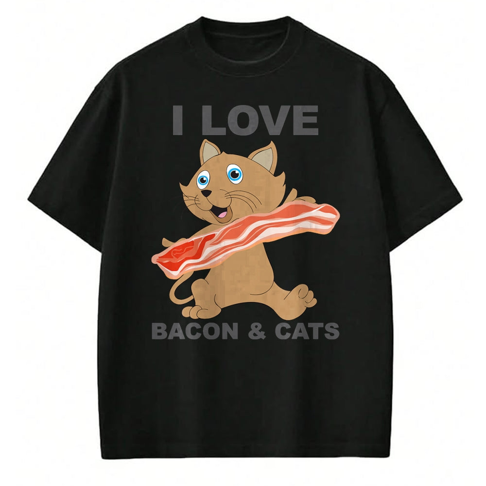 Cat Love Shirt, Funny Cat Lover Gift UnisexT-Shirt/Hoodie/Sweatshirt HLT00 - I love bacon and cats T-Shirt