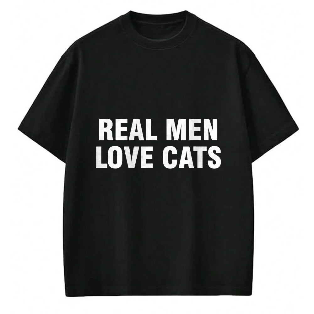 Cat Love Shirt, Funny Cat Lover Gift UnisexT-Shirt/Hoodie/Sweatshirt HLT00 - Real Men Love Cats T-Shirt, Men, Black, 3X-Large