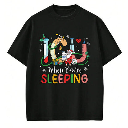 Funny Nurse Shirt, Nurse Unisex T-Shirt/Hoodie/Sweatshirt HLT00 - When You're Sleeping Funny ICU Nurse Christmas T-Shirt