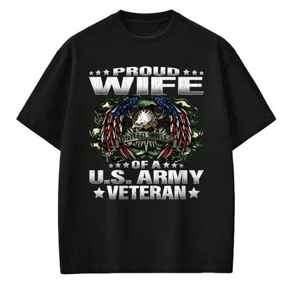 Best Wife Shirt, Wife and Husband Unisex T-Shirt/Hoodie/Sweatshirt HLT00 - Gift for wife T shirt, lucky wife   Proud Wife Of A US Army Veteran Military Vet's Spouse T-Shirt